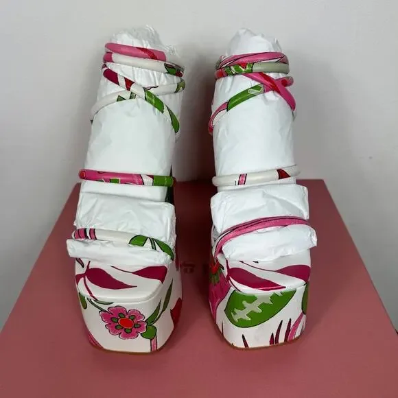 New Cult Gaia Hyte Platform Sandals in La Selva Floral Women's Size EU 39.5